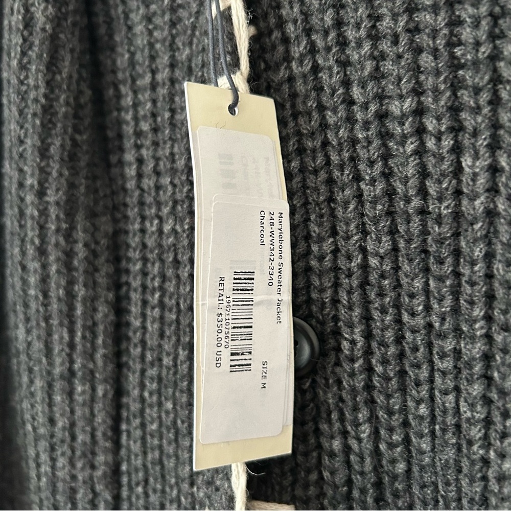 NWT Alex Mill Marleybone Sweater Jacket with Scarf in Charcoal - Picture 5 of 7